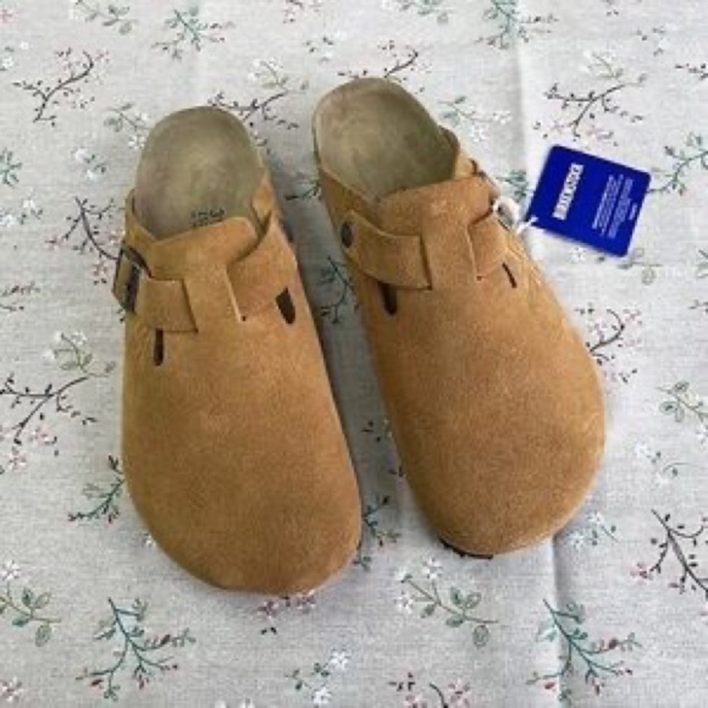 Kids Tan Suede Clogs